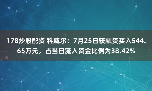 178炒股配资 科威尔：7月25日获融资买入544.65万元，占当日流入资金比例为38.42%